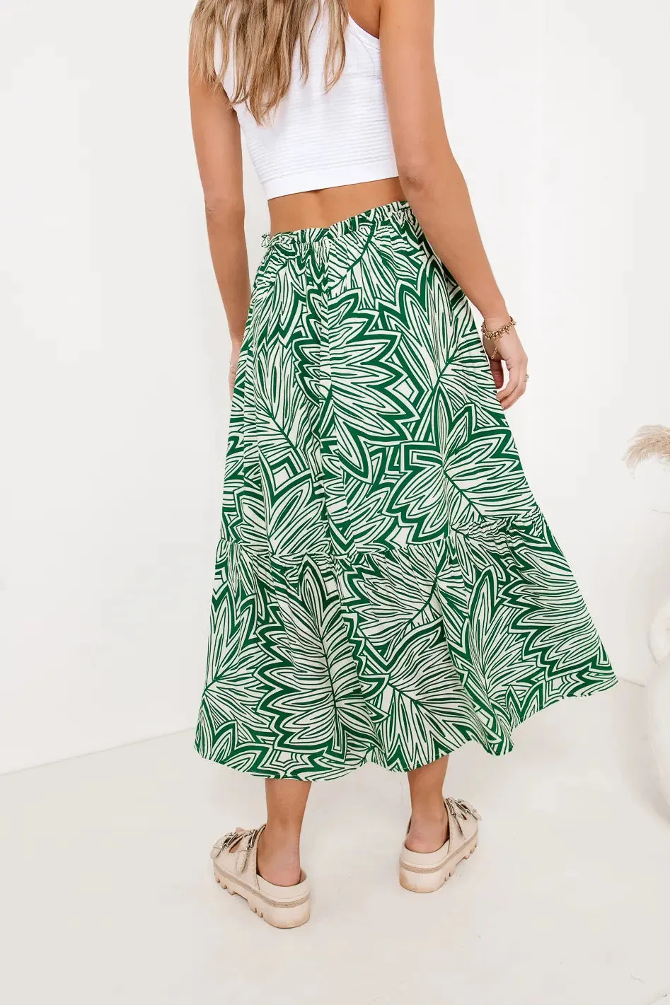 Kai Printed Skirt in Green - FINAL SALE