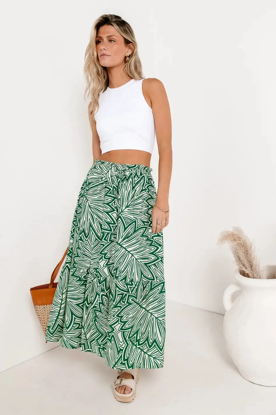 Kai Printed Skirt in Green - FINAL SALE