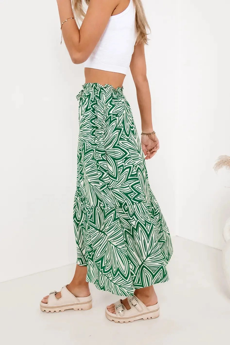 Kai Printed Skirt in Green - FINAL SALE