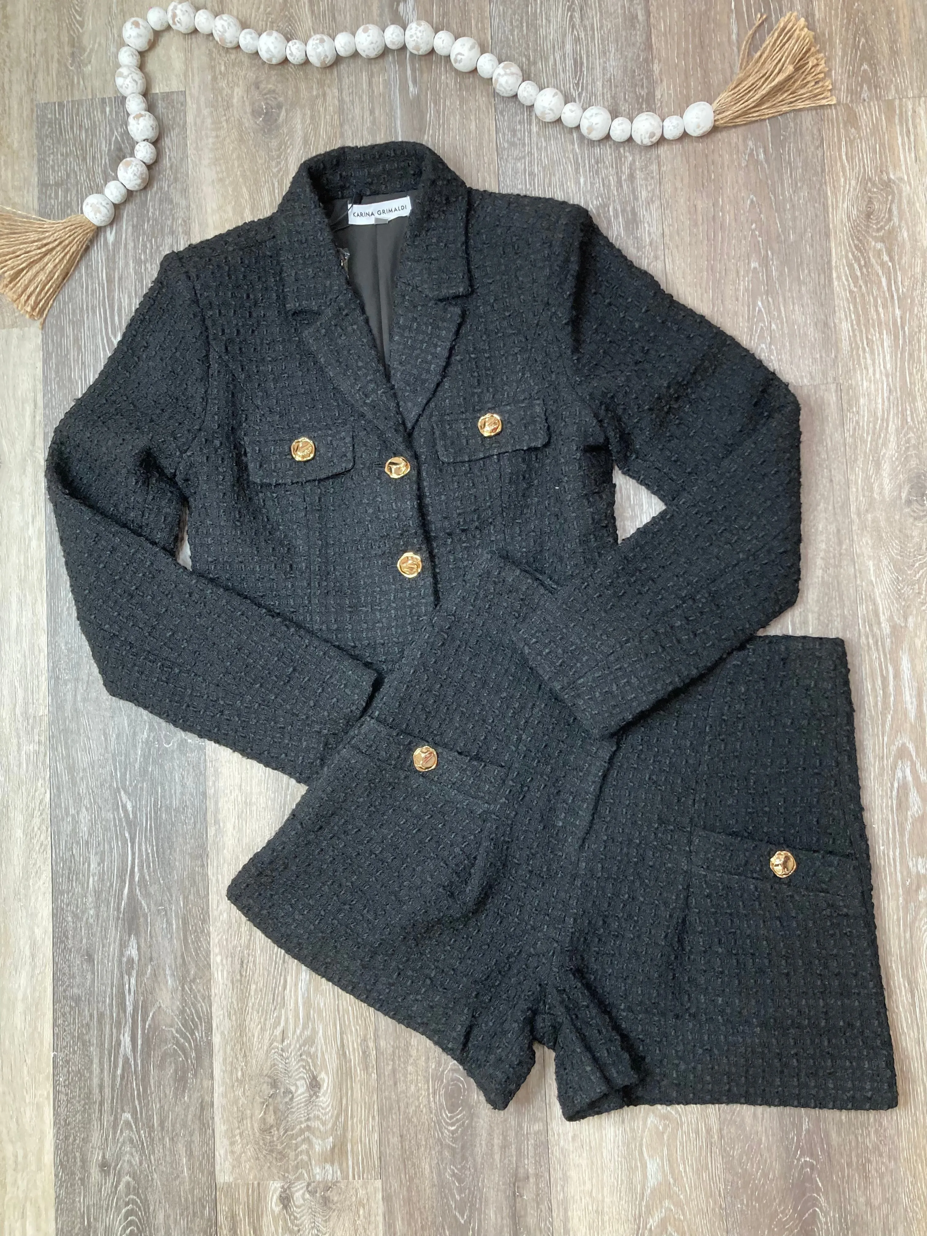 KAR Black Pilar Tweed Blazer