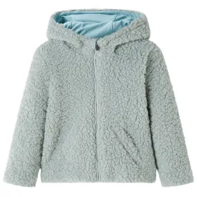 Kids' Mint Green Teddy Faux Fur Hooded Jacket – Cozy & Stylish | Size 92 (1.5-2 Years) – Perfect for Cooler Weather