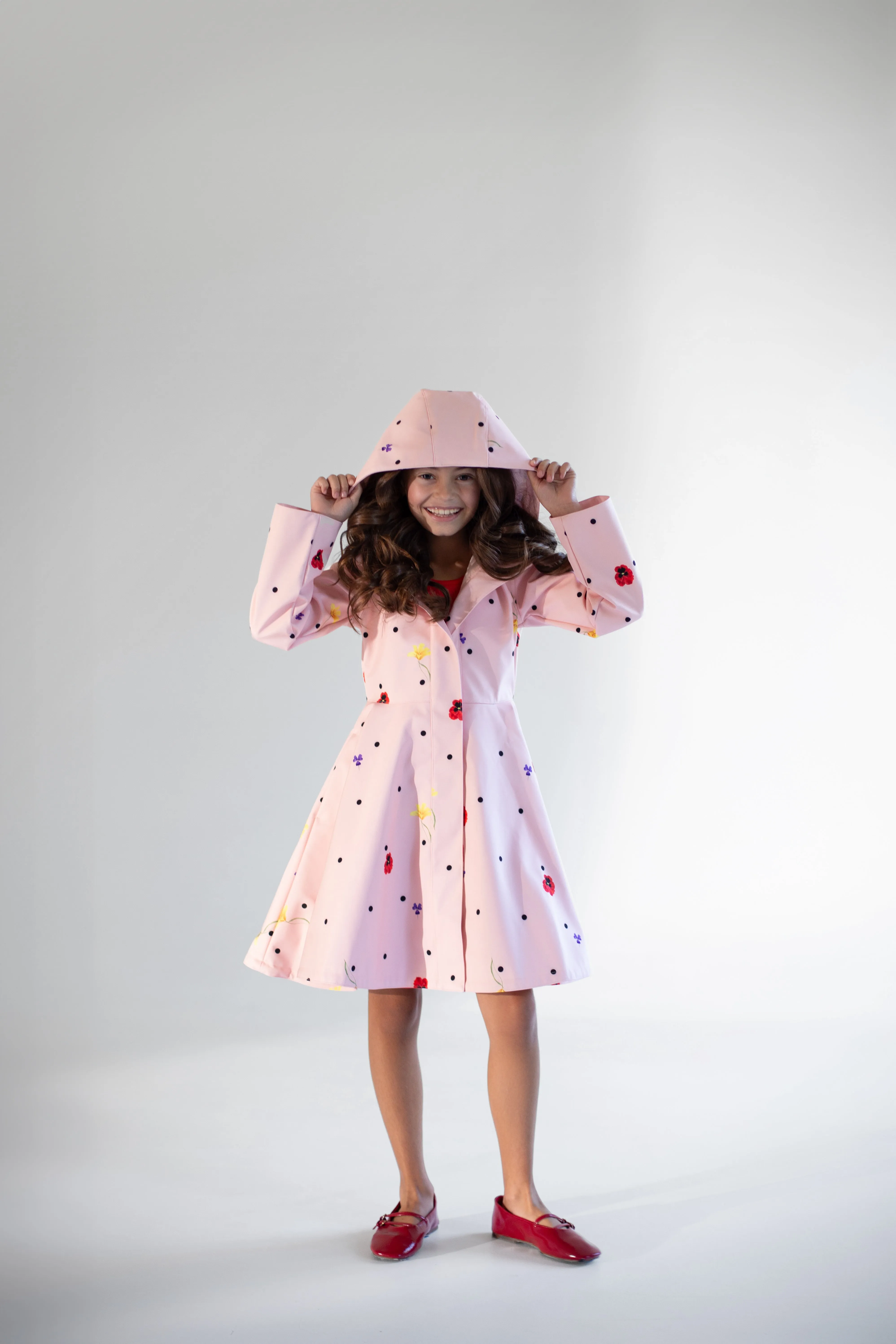 Kids' Soft Pink Coat Flower Print Cotton Candy