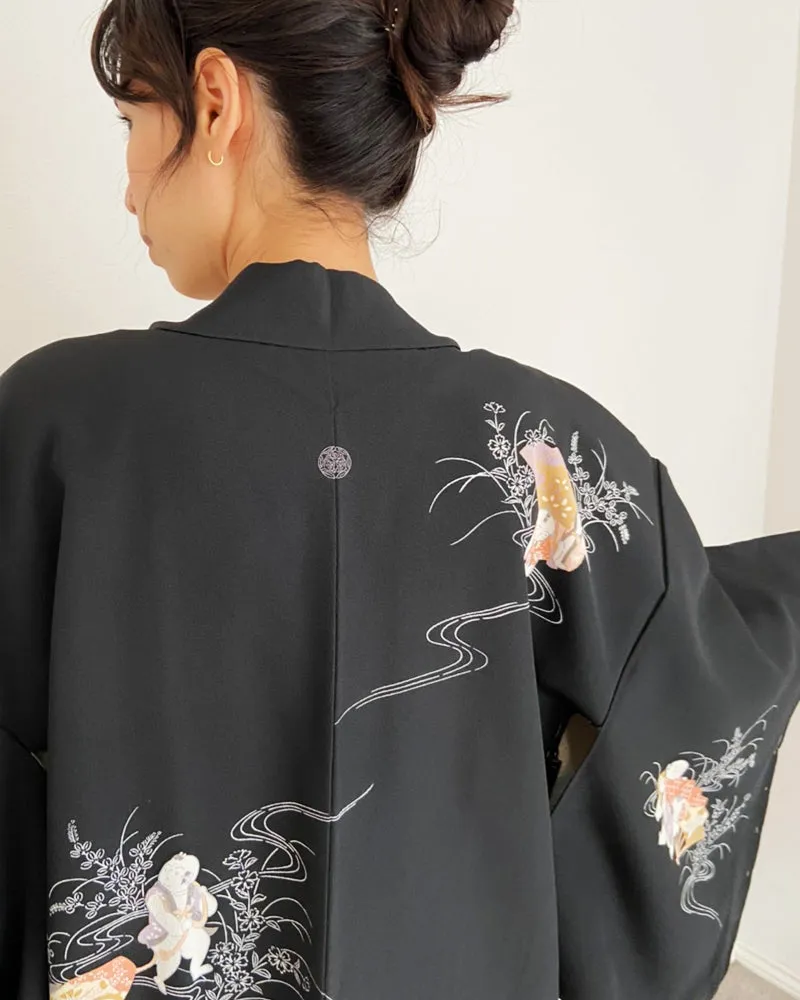 Kintaro, A child is playing Black Haori Kimono Jacket