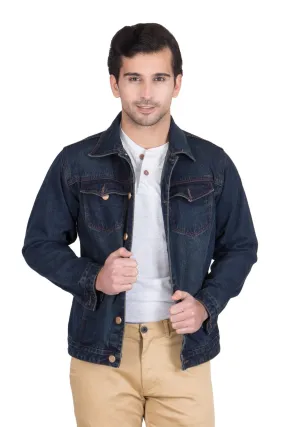 Krossstitch Full Sleeve Dark Brown Men's Denim Jacket with Brass Button