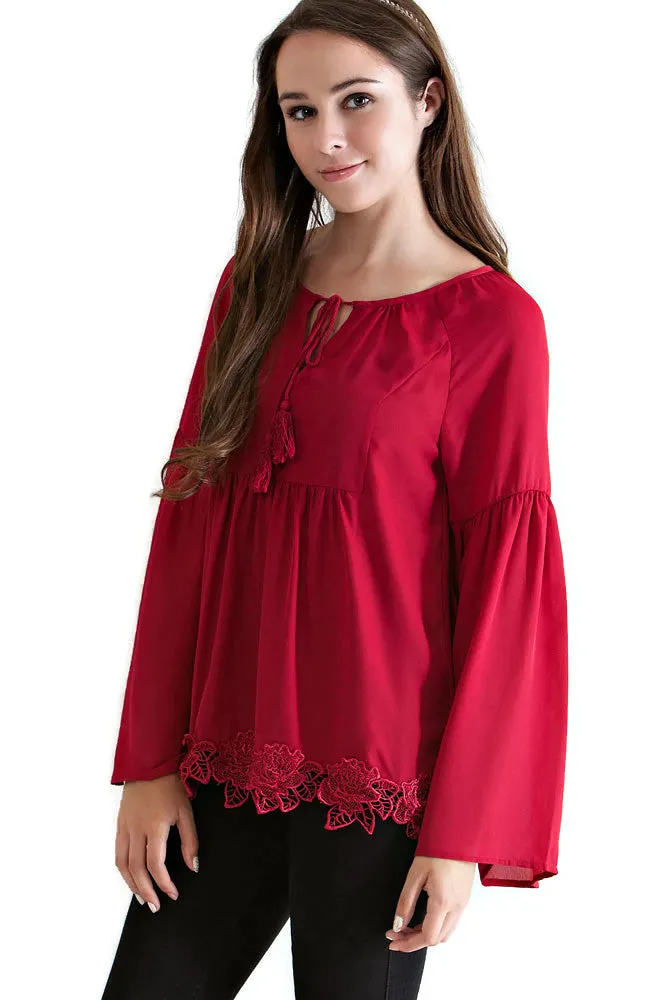 Lace, Bell & Tassel Tunic, Red