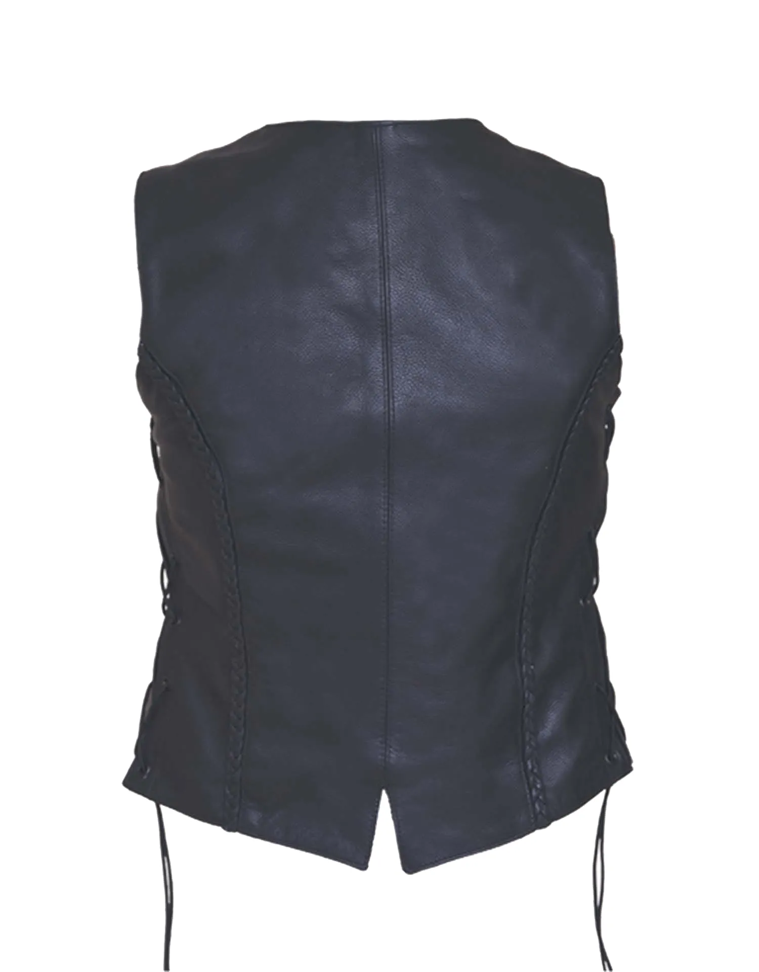 Ladies Ultra Leather Braided Motorcycle Vest