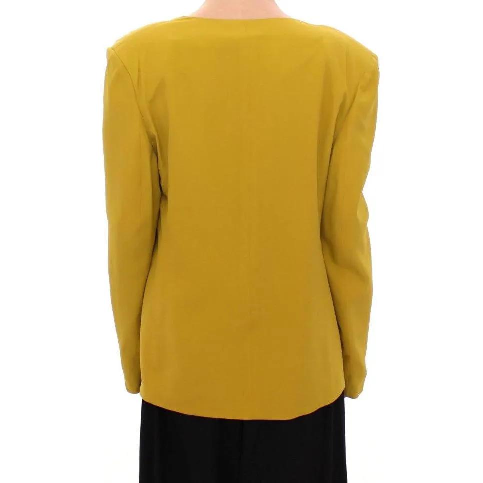 Lamberto Petri Elegant Mustard Silk Blend Jacket