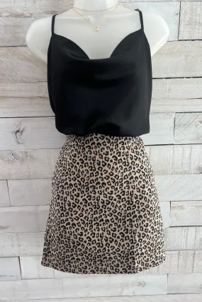 Leopard Print Mini Skirt- Tan/Black