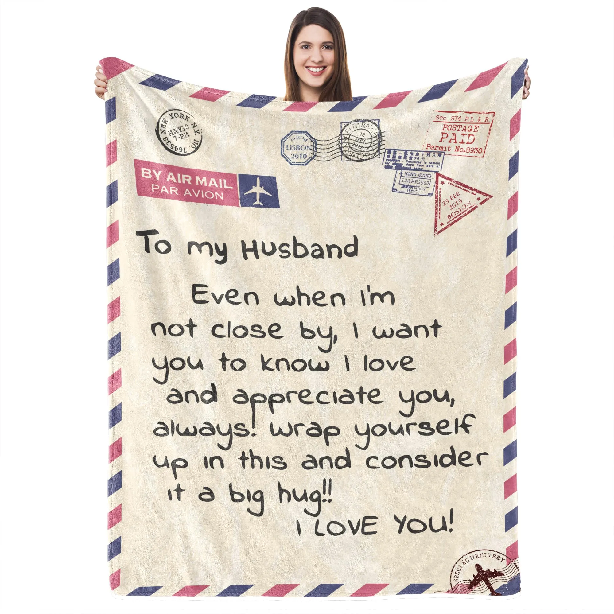 Letter Blanket Flannel Shawl Blanket Gift for Son/Daughter/Dad/Mom/Sister/Husband/Wife