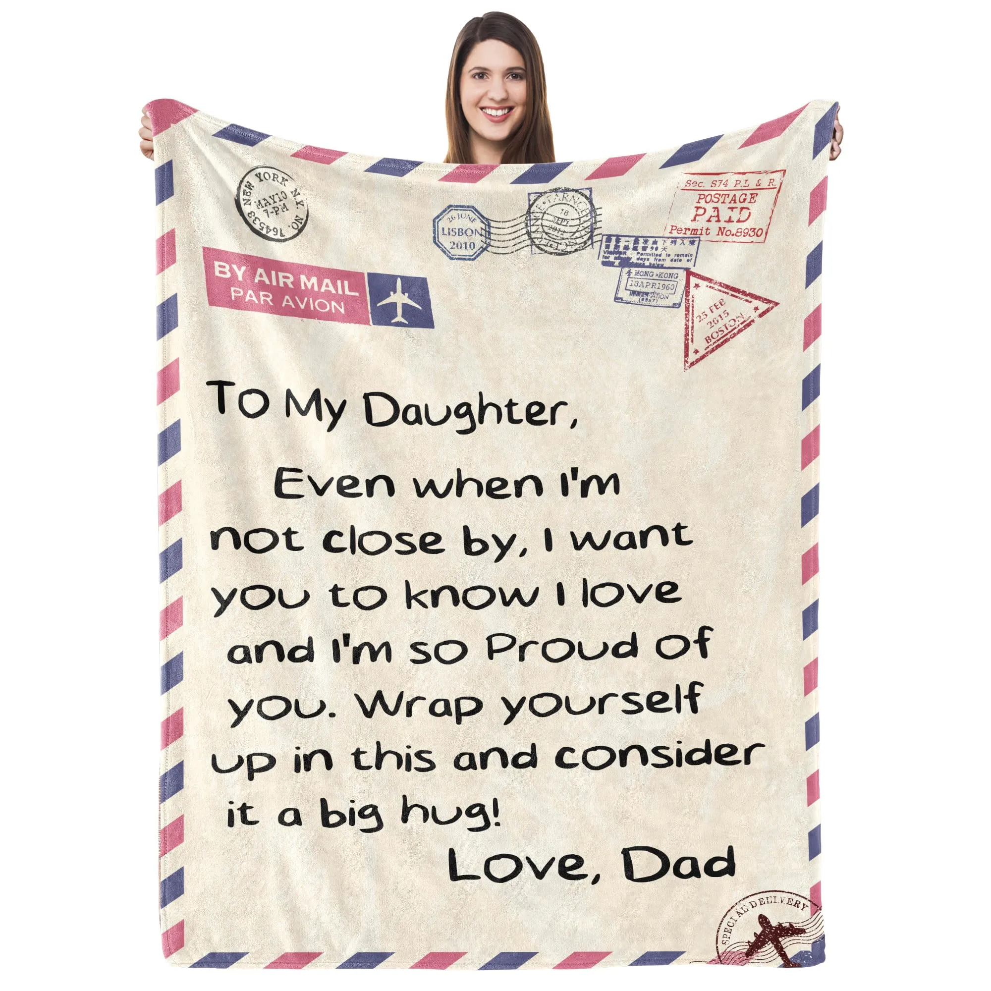 Letter Blanket Flannel Shawl Blanket Gift for Son/Daughter/Dad/Mom/Sister/Husband/Wife