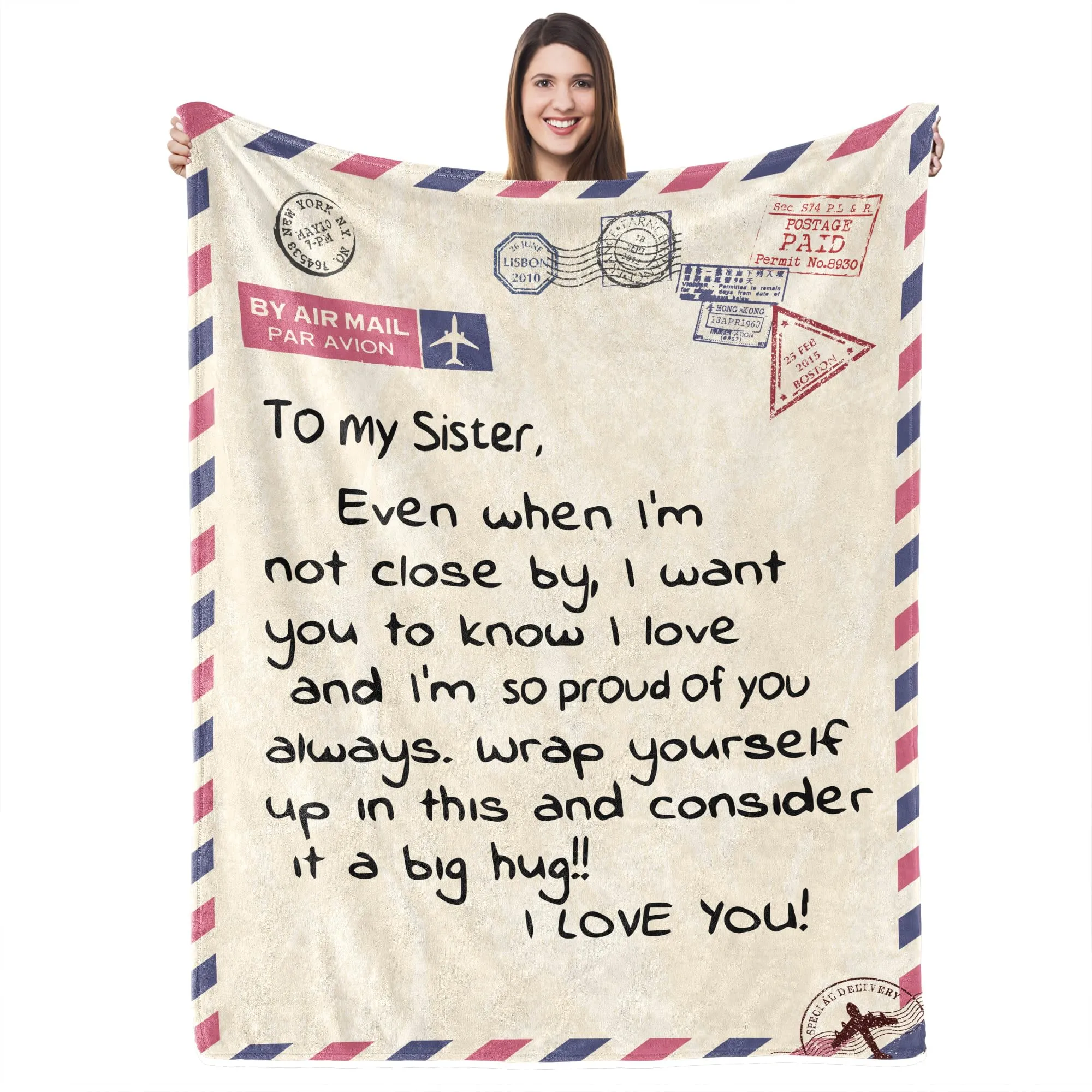 Letter Blanket Flannel Shawl Blanket Gift for Son/Daughter/Dad/Mom/Sister/Husband/Wife