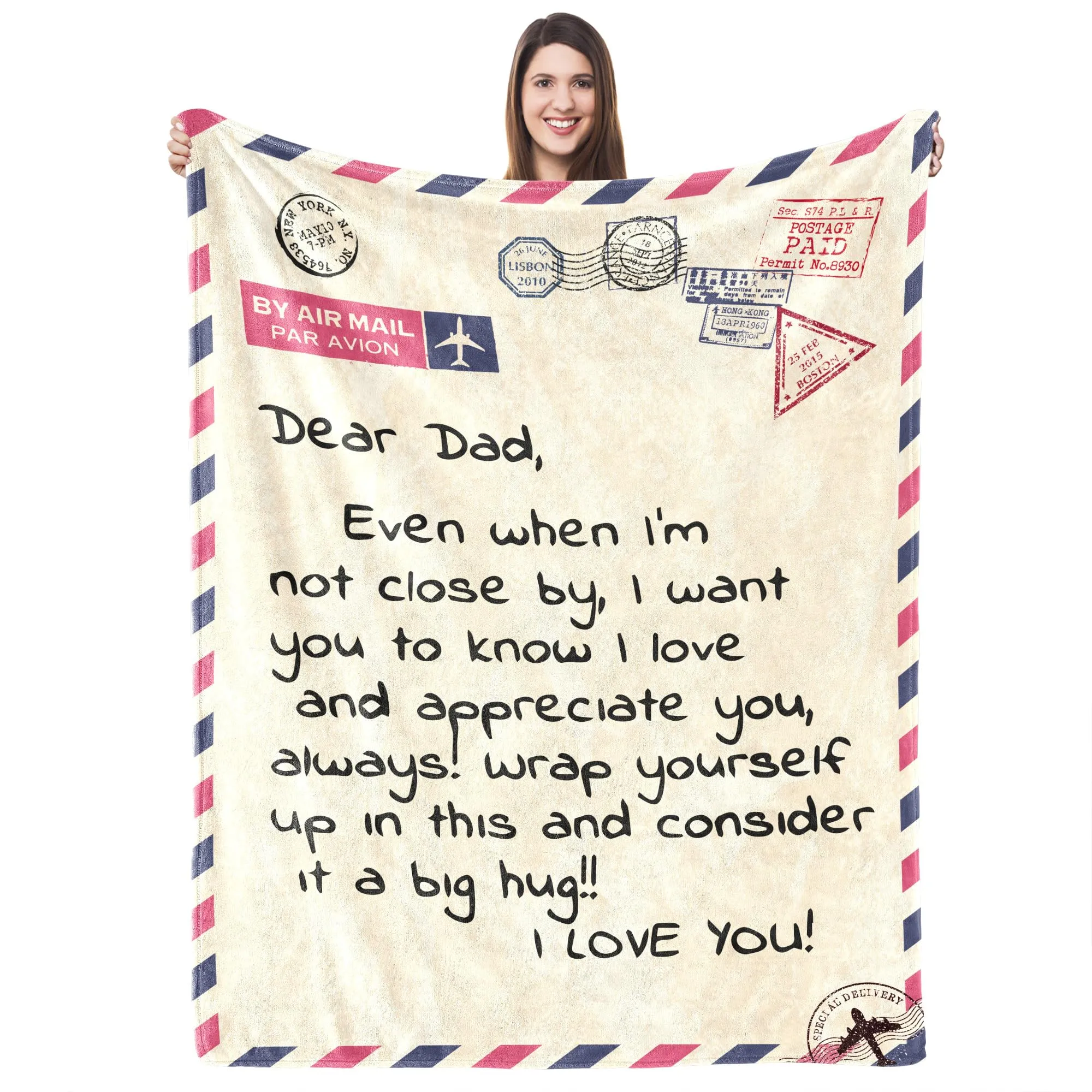 Letter Blanket Flannel Shawl Blanket Gift for Son/Daughter/Dad/Mom/Sister/Husband/Wife