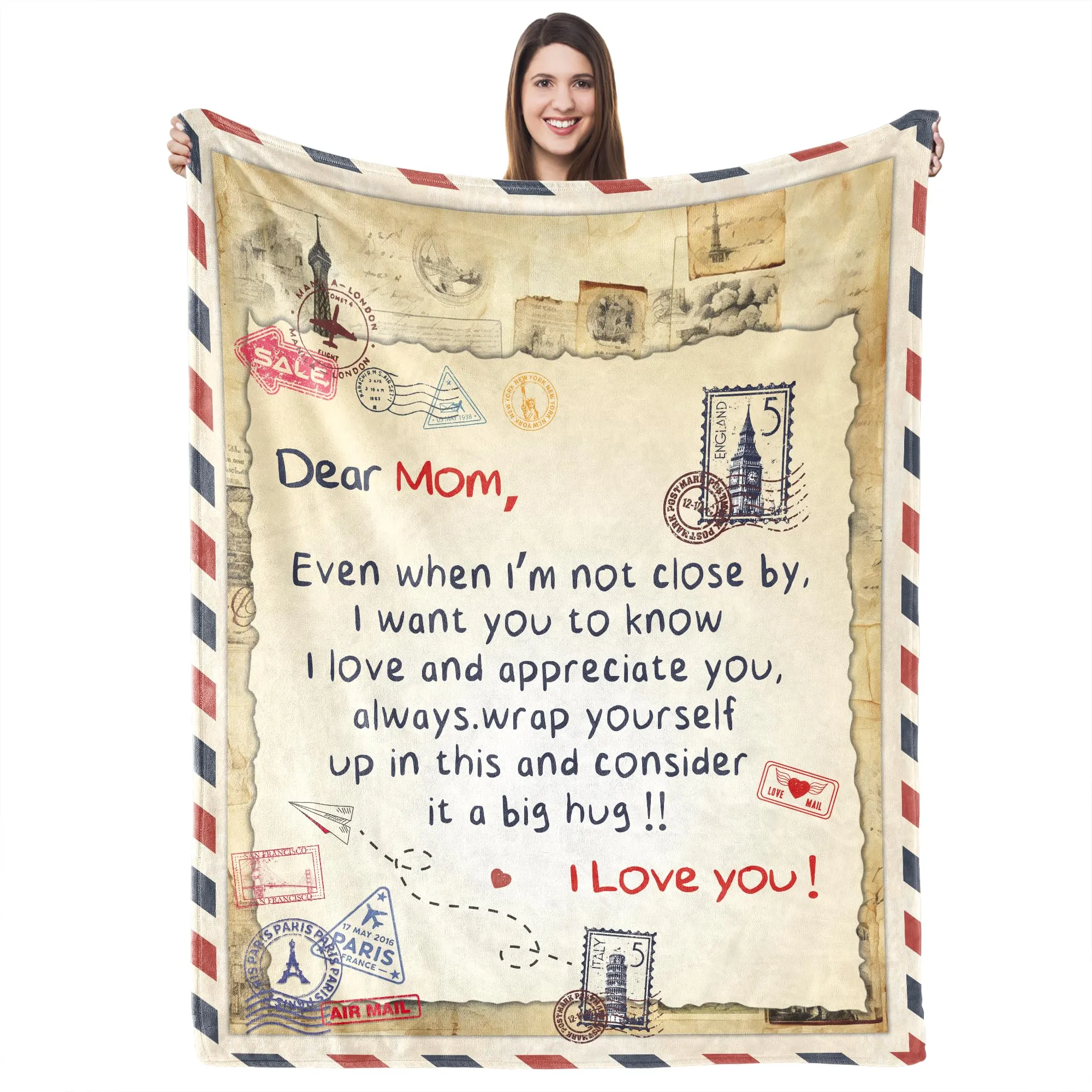 Letter Blanket Flannel Shawl Blanket Gift for Son/Daughter/Dad/Mom/Sister/Husband/Wife