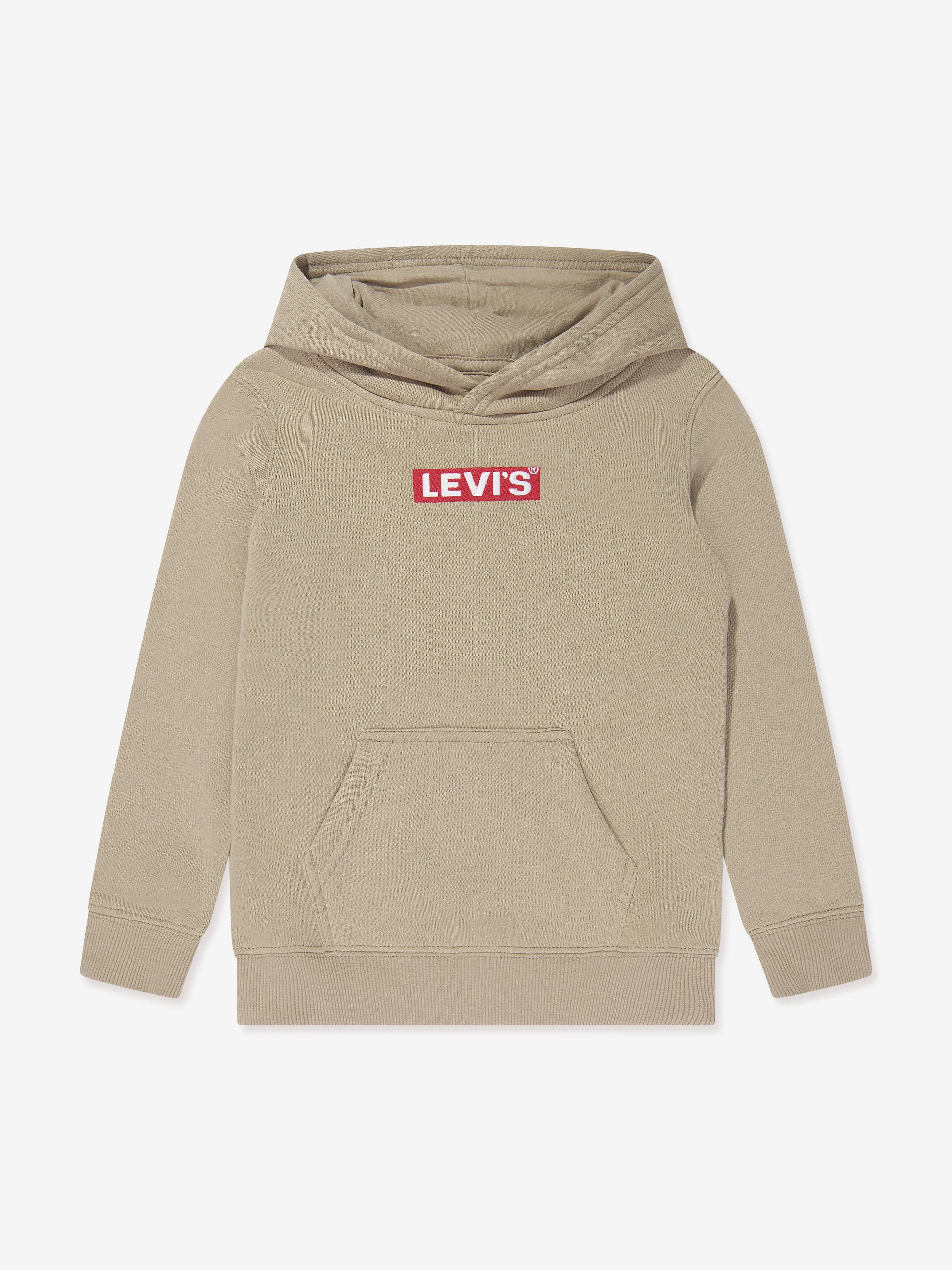 Levi's Boys Box Tab Pullover Hoodie in Beige