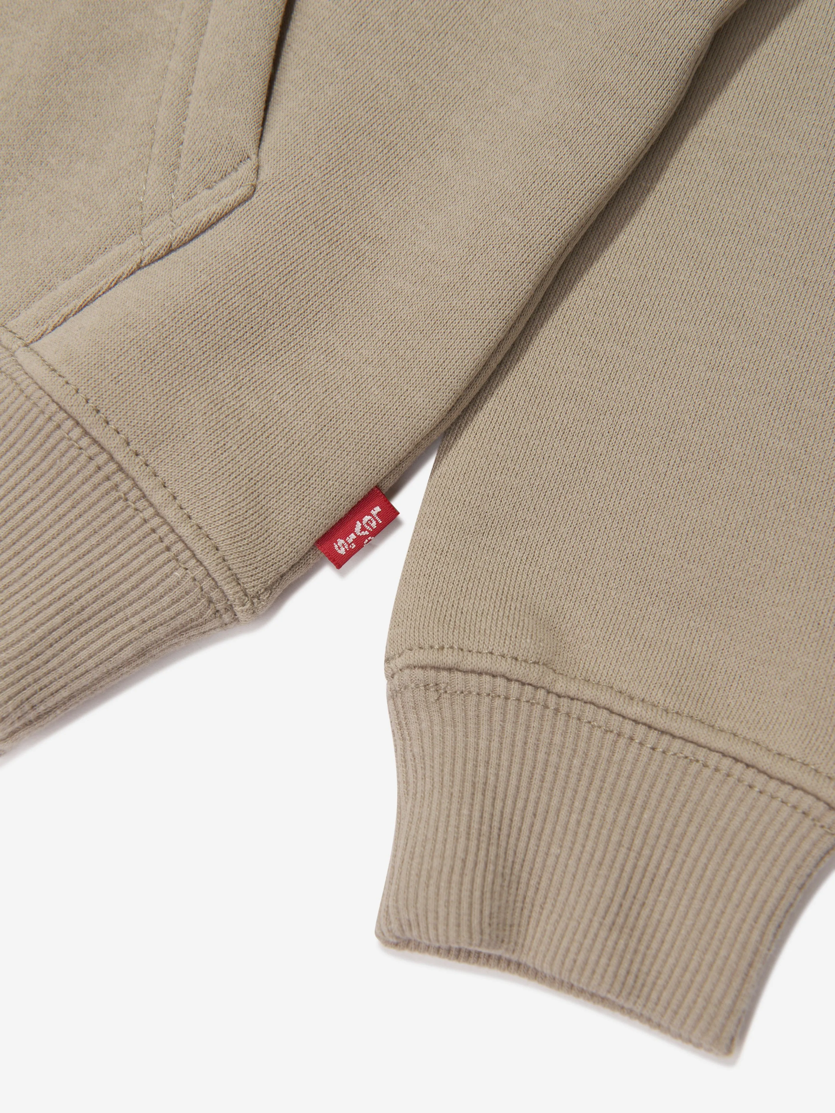 Levi's Boys Box Tab Pullover Hoodie in Beige