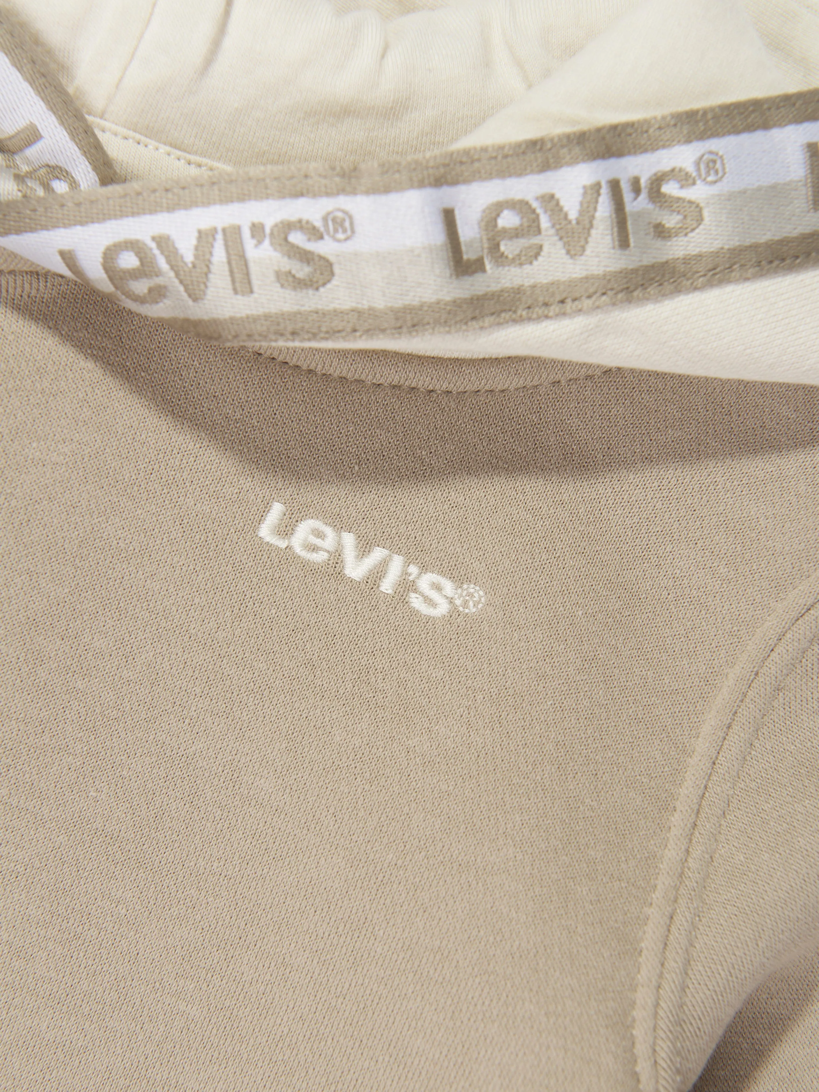 Levi's Boys Logo Taping Pullover Hoodie in Beige