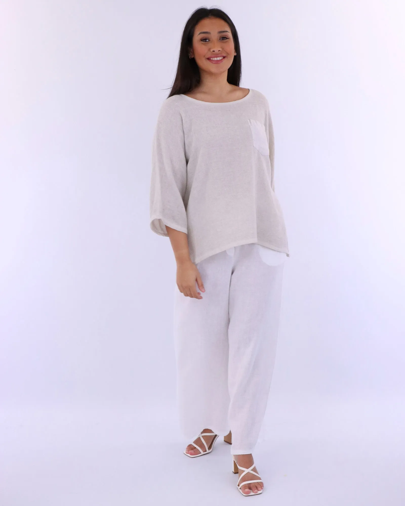 Linen and Cotton Blend Pocket Top