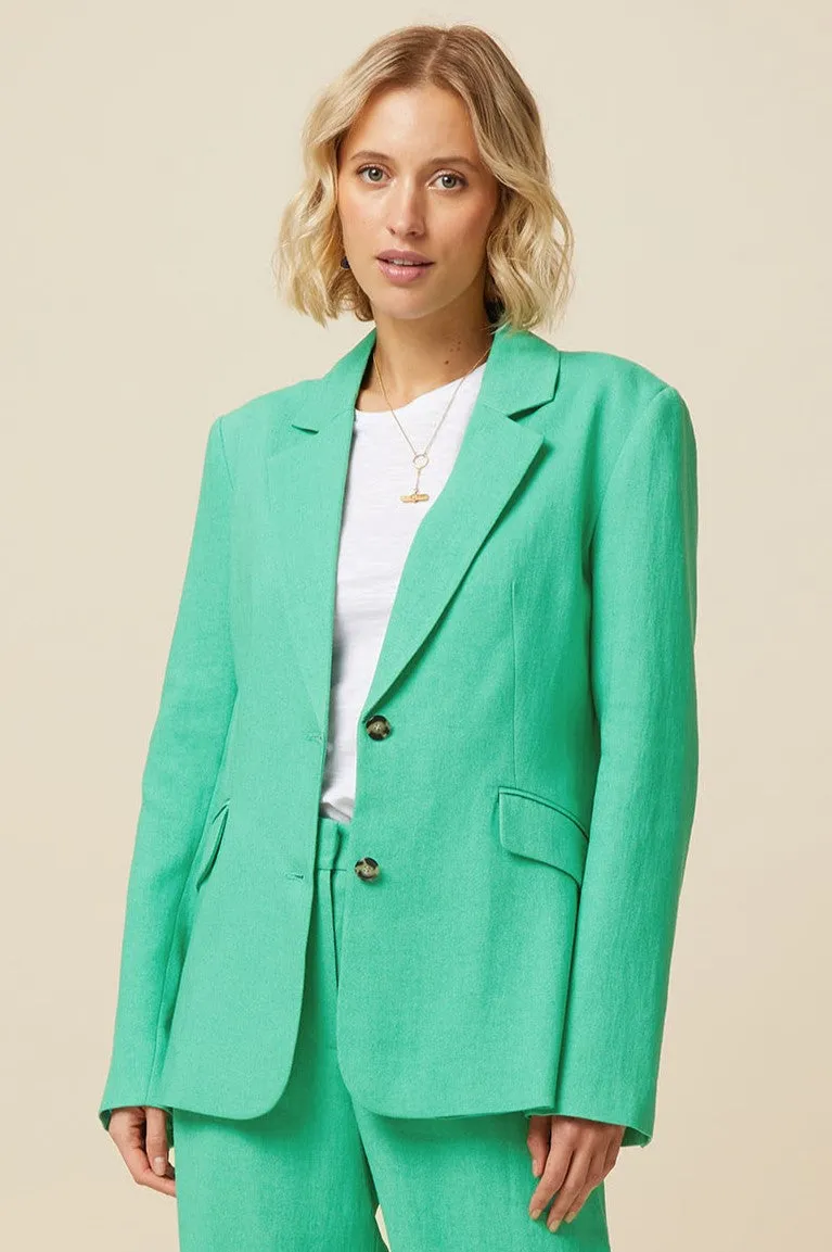 Linen Blend Blazer | Green