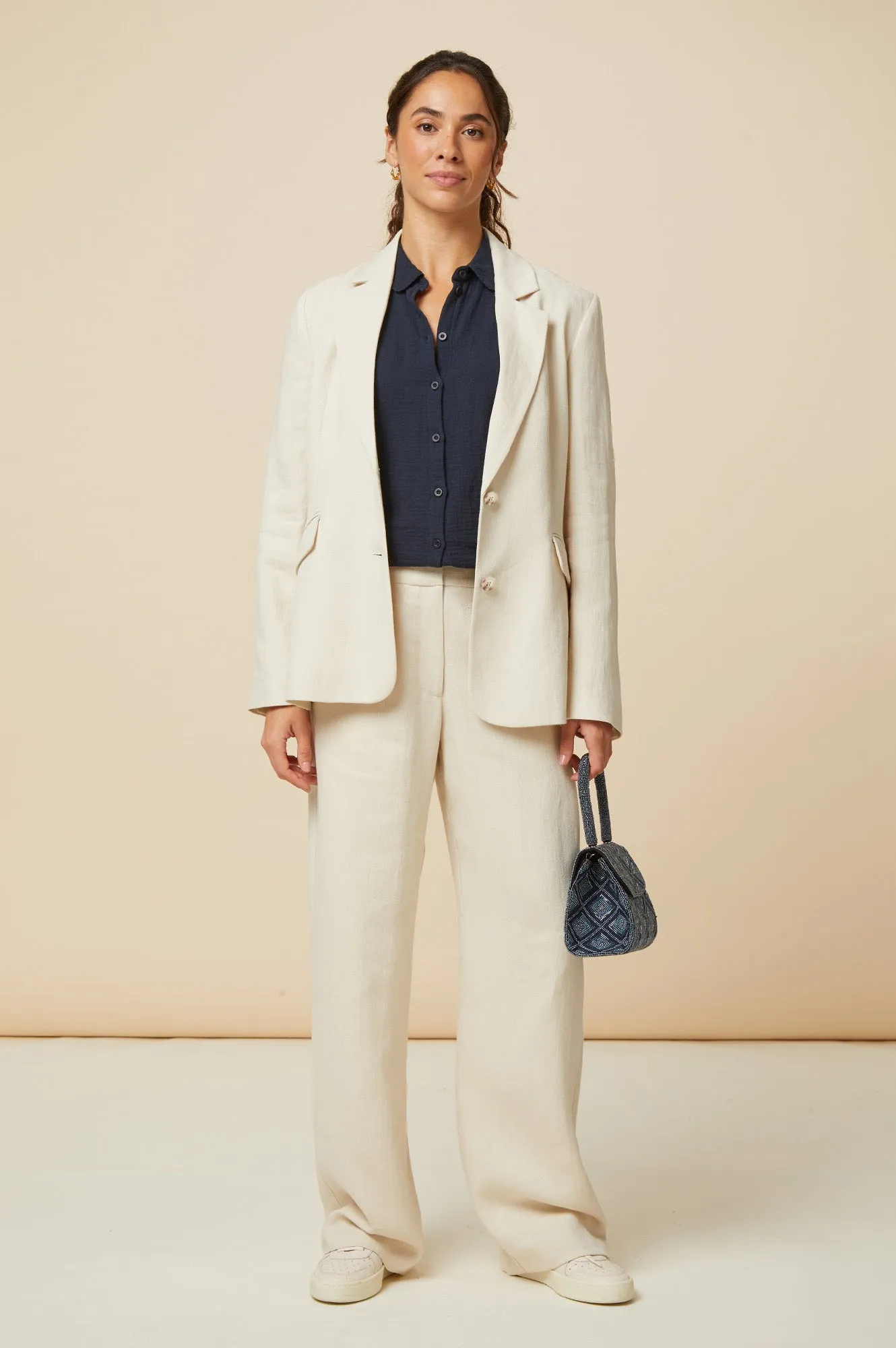 Linen Blend Blazer | Oatmeal