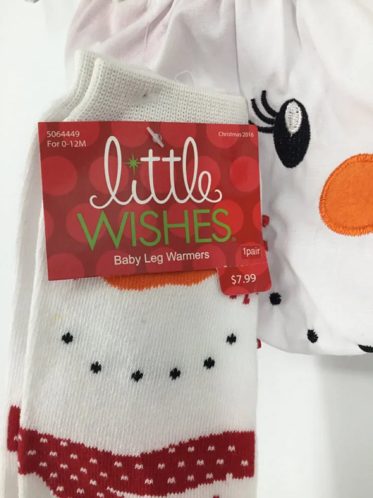 Little Wishes Child Size 0-12 Months White Christmas Bloomers & Leg Warmers