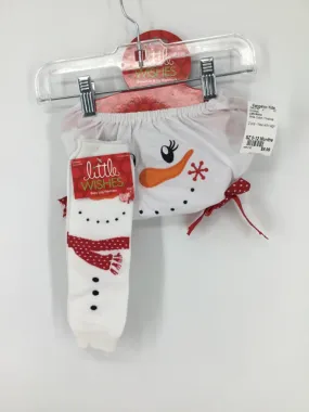 Little Wishes Child Size 0-12 Months White Christmas Bloomers & Leg Warmers