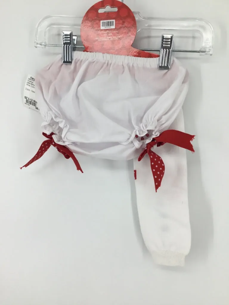 Little Wishes Child Size 0-12 Months White Christmas Bloomers & Leg Warmers