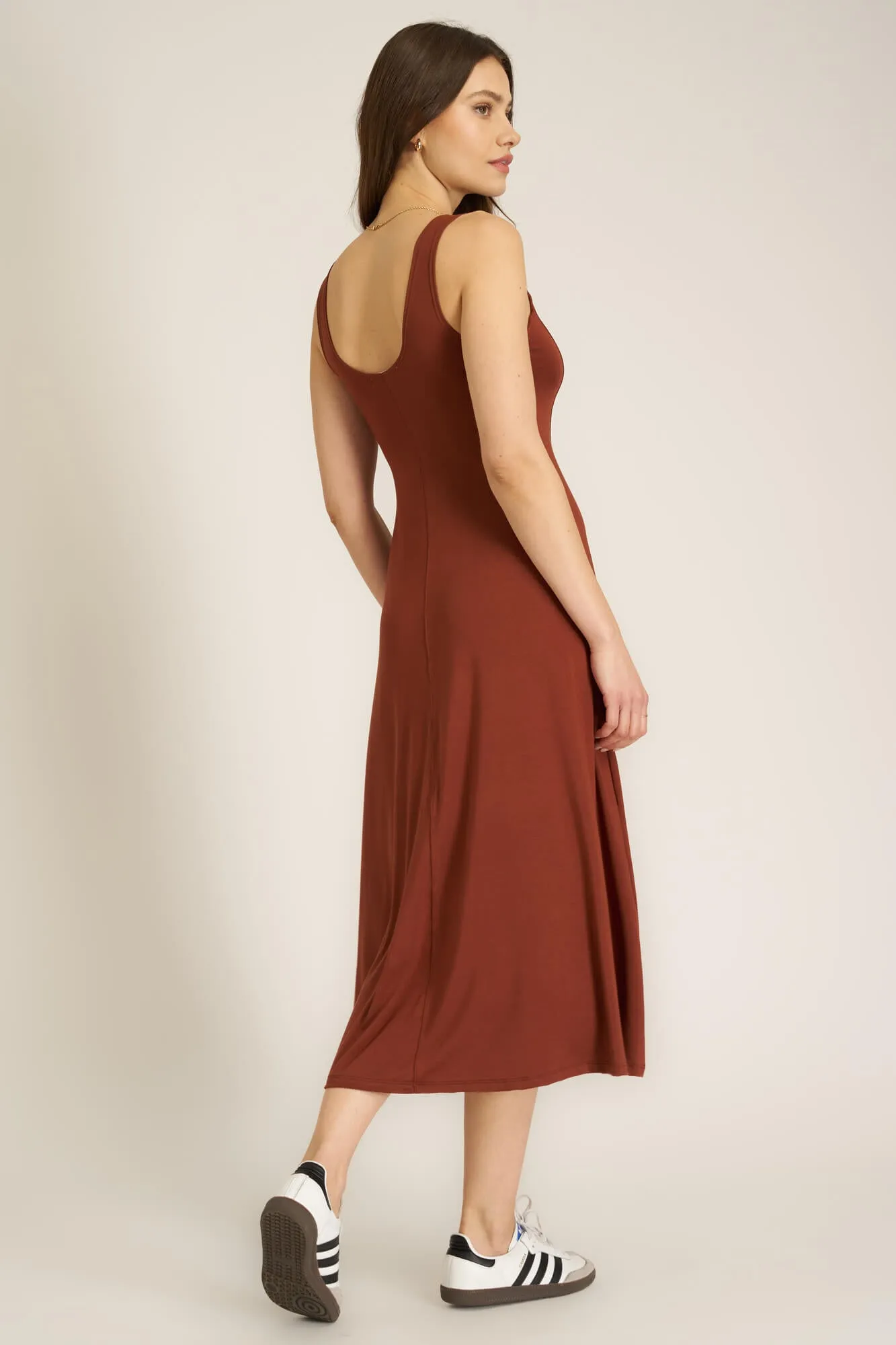 Loma Seamed Tank Dress - Russet Brown