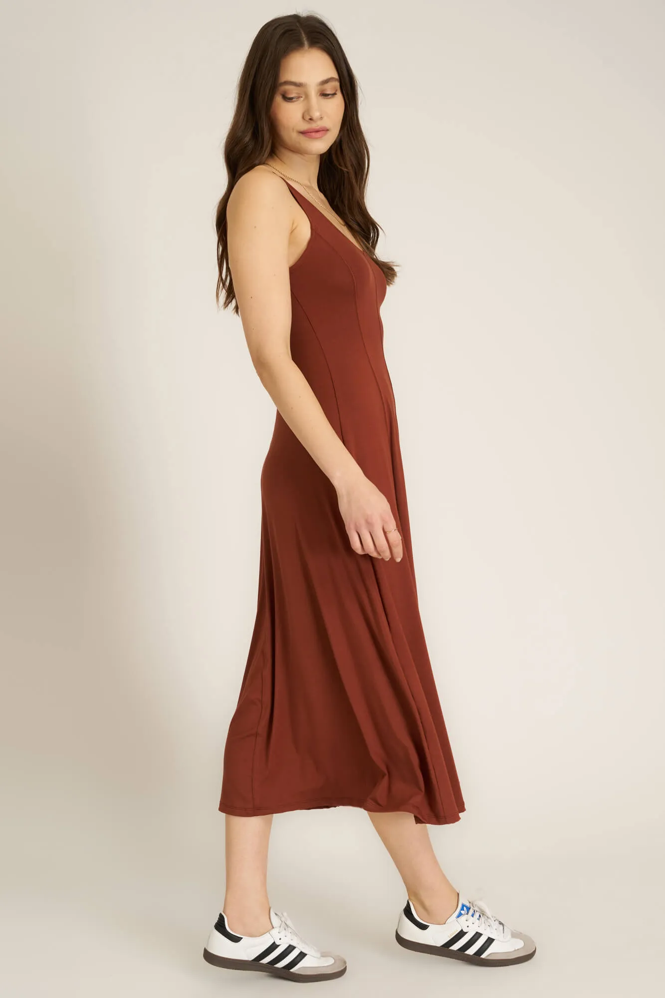 Loma Seamed Tank Dress - Russet Brown