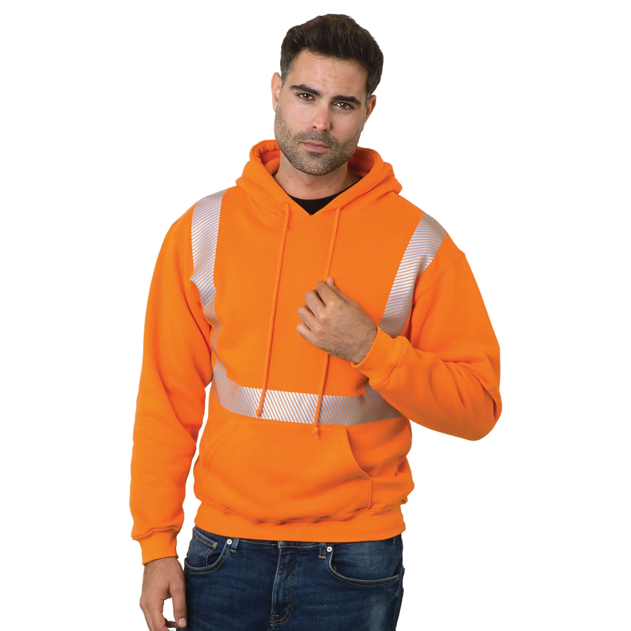 MADE IN USA Hi Vis Pullover Hoodie Segmented Striping - 3739