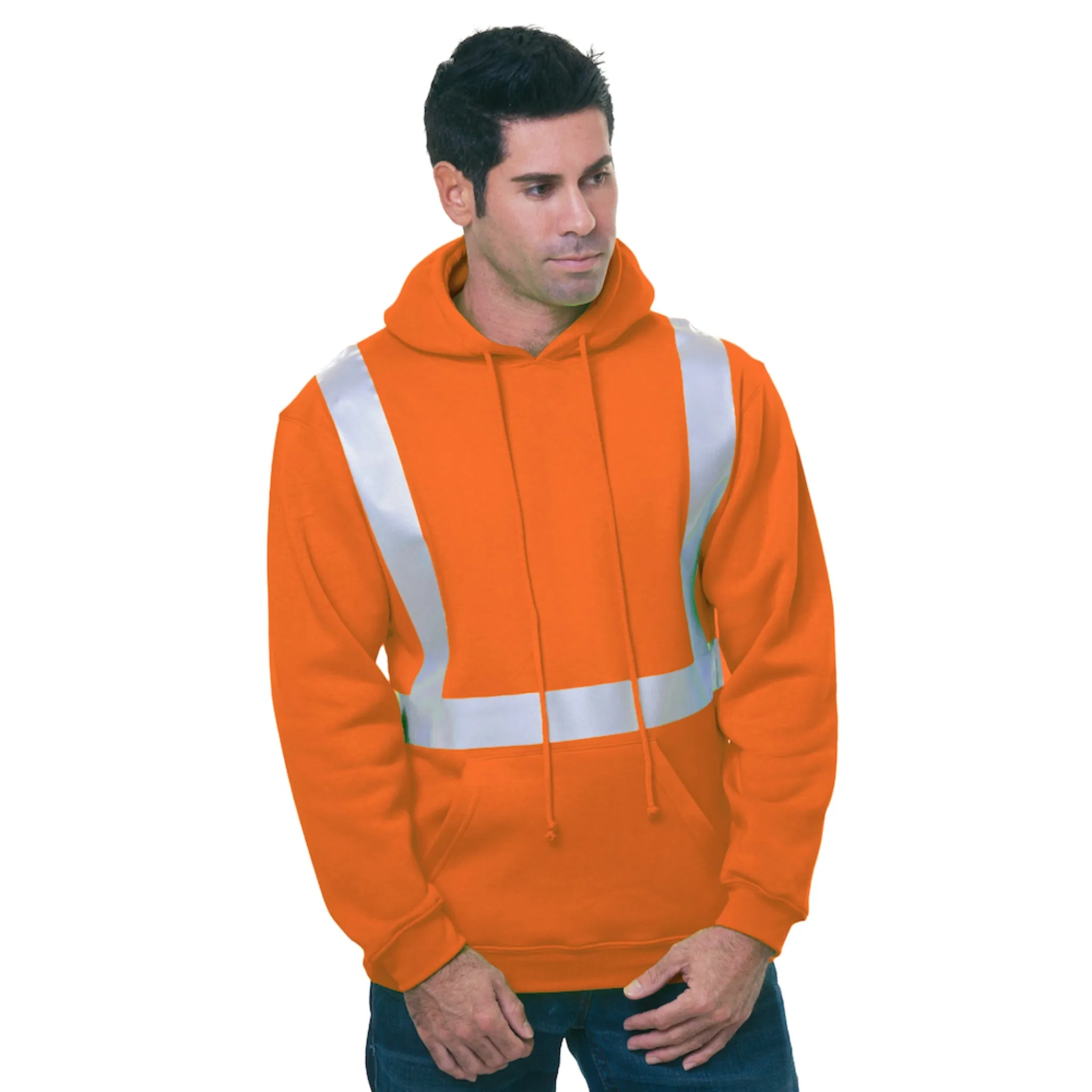 MADE IN USA Hi Vis Pullover Hoodie Solid Striping - 3796