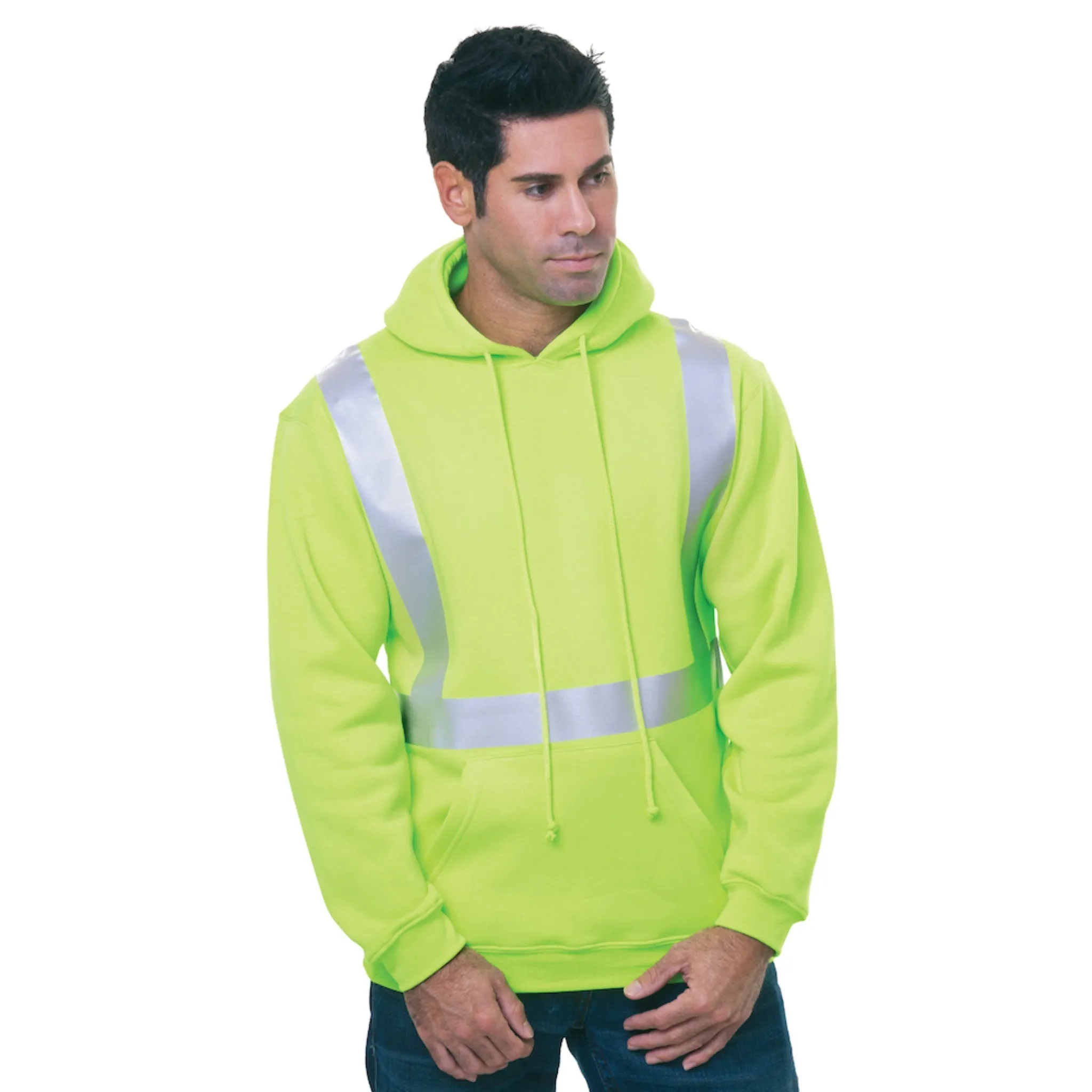 MADE IN USA Hi Vis Pullover Hoodie Solid Striping - 3796