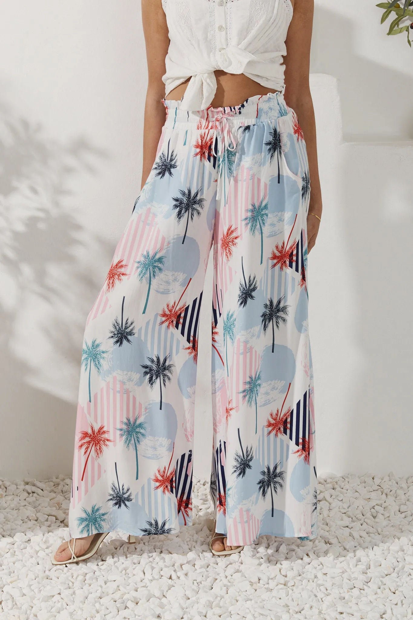 Maluhia Blue Tropical Wide Leg Pants