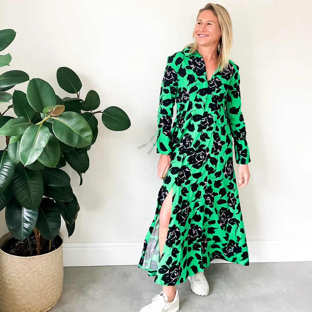 Maxi Shirt Dress - Green/Black