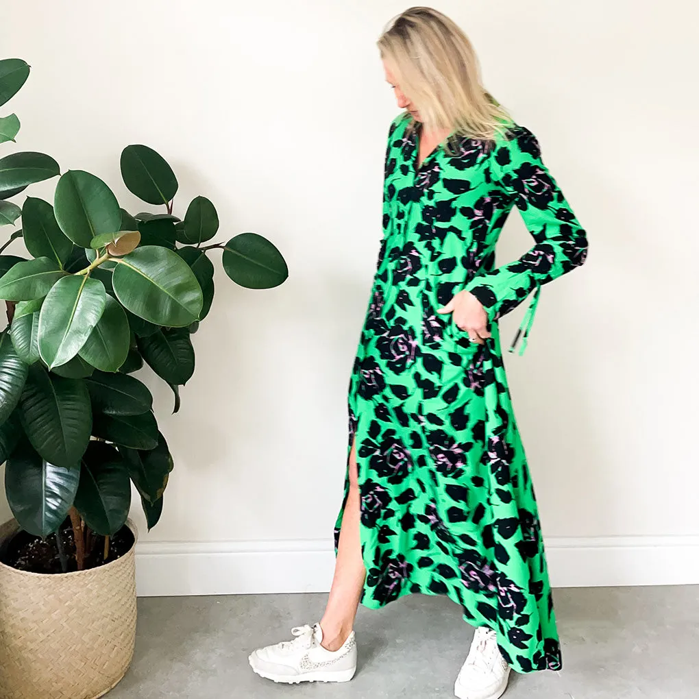 Maxi Shirt Dress - Green/Black