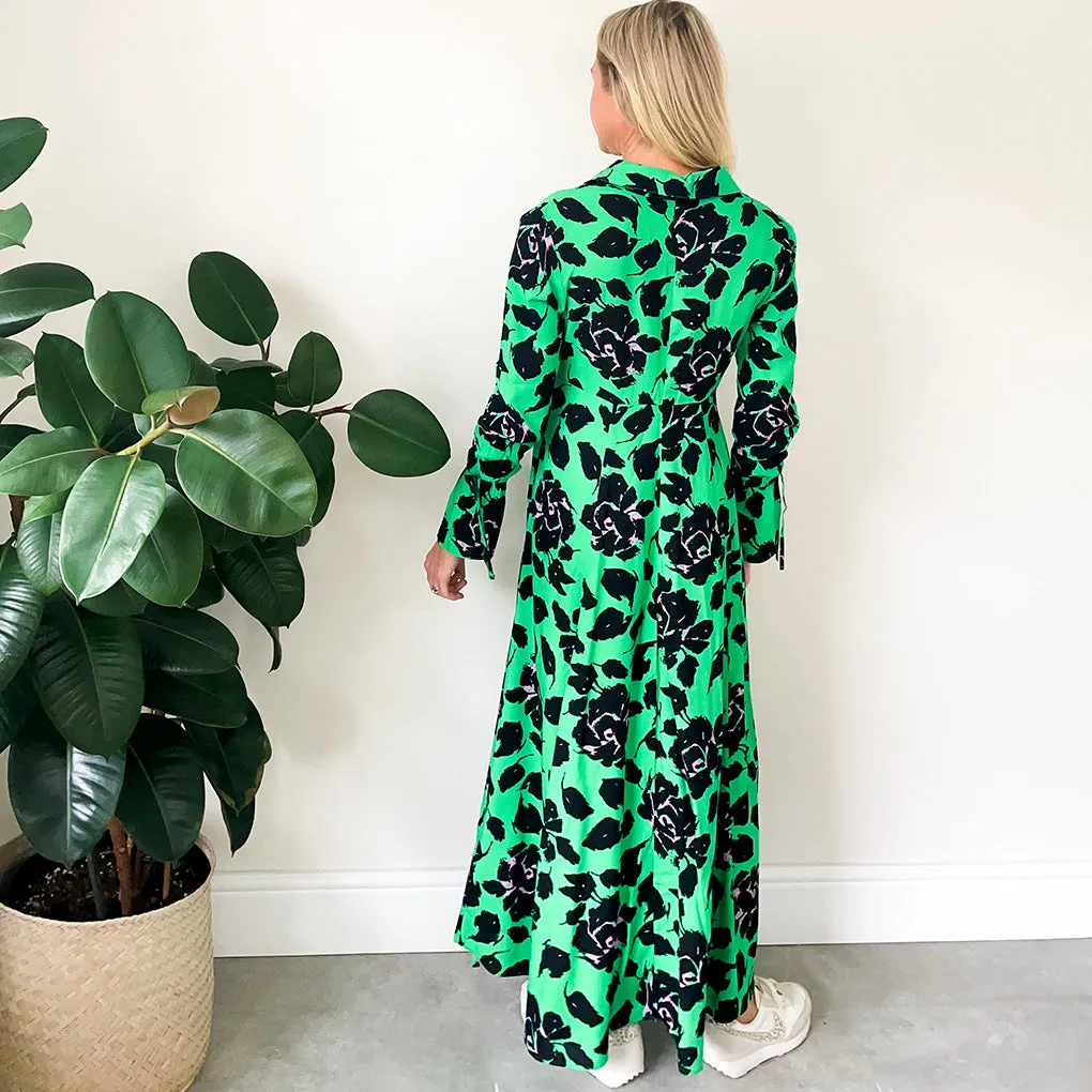 Maxi Shirt Dress - Green/Black