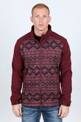 Mens Aztec Softshell Water-Resistant Jacket - Burgundy