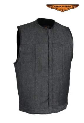 Men's Black Denim Motorcycle Club Vest