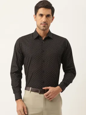 Mens Cotton Black & Multi Printed Formal Shirt - Sojanya