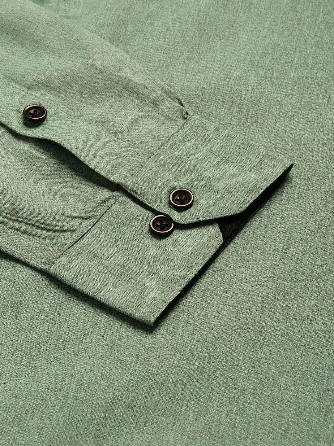 Men's Cotton Green Solid Formal Shirt - Sojanya