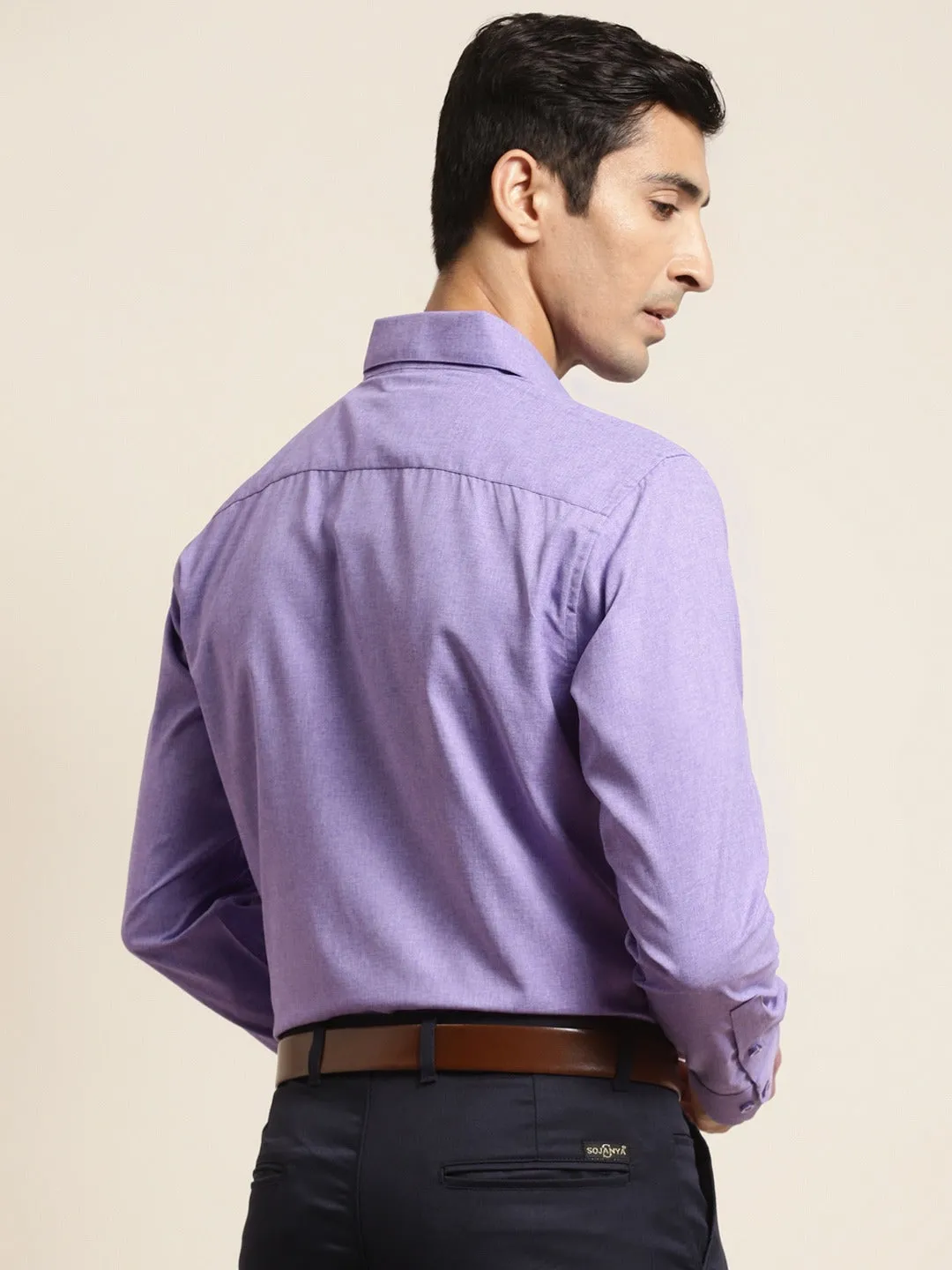 Men's Cotton Purple Formal Classic Shirt - Sojanya