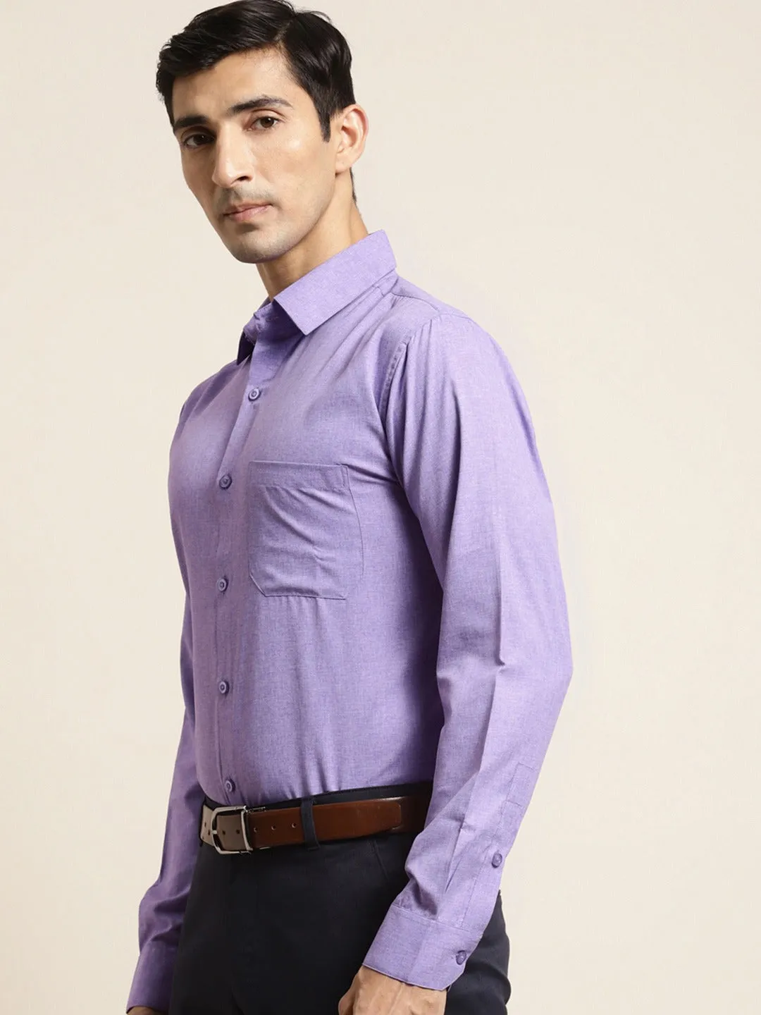 Men's Cotton Purple Formal Classic Shirt - Sojanya