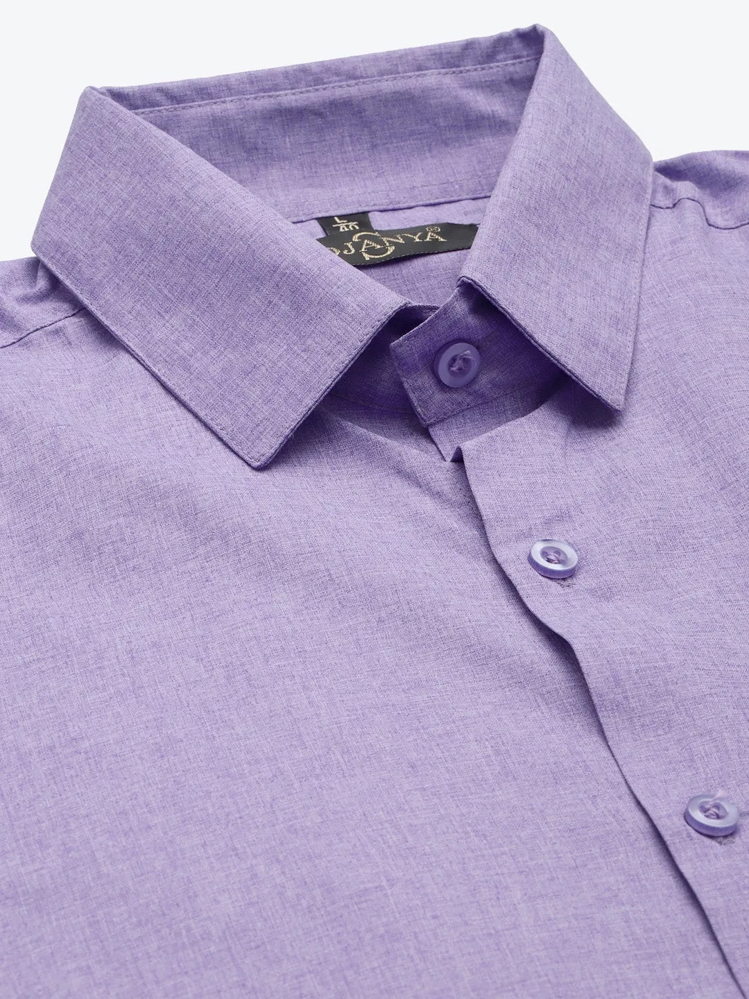 Men's Cotton Purple Formal Classic Shirt - Sojanya