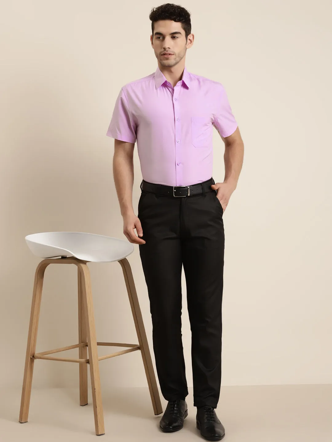 Men's Cotton Purple Half sleeves Casual Shirt