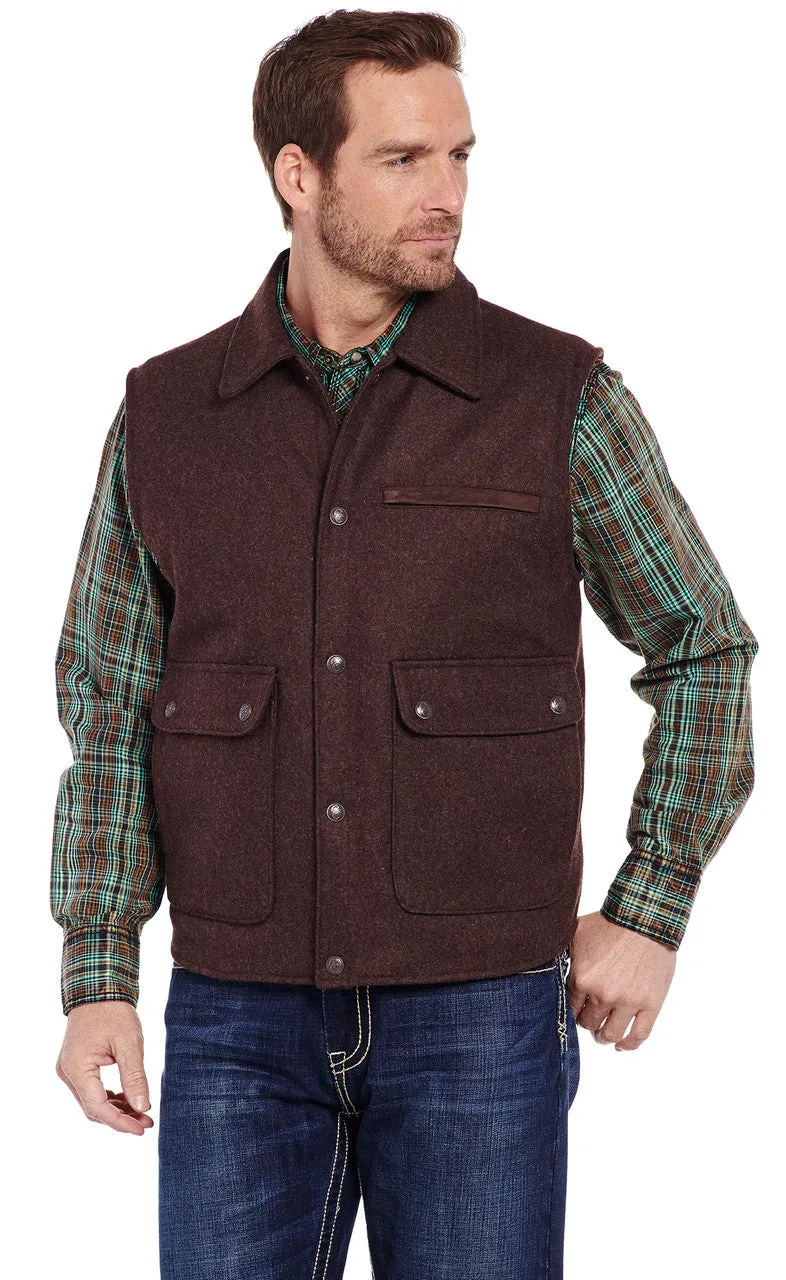 Men's Cripple Creek Wool Melton Vest with Nubuck Leather Trim & Concealed Carry Pocket - CR38566