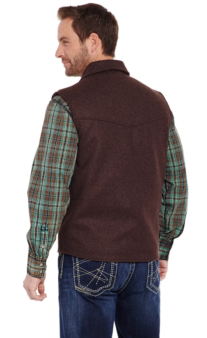 Men's Cripple Creek Wool Melton Vest with Nubuck Leather Trim & Concealed Carry Pocket - CR38566