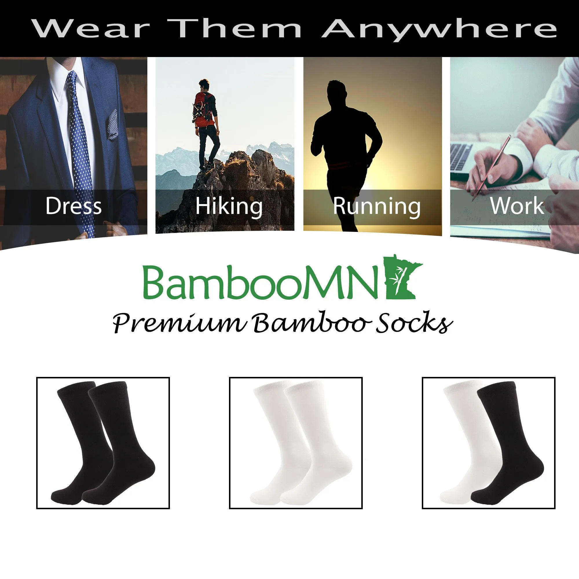 Men's Rayon from Bamboo Fiber Mid-Calf Socks - 8 Pair