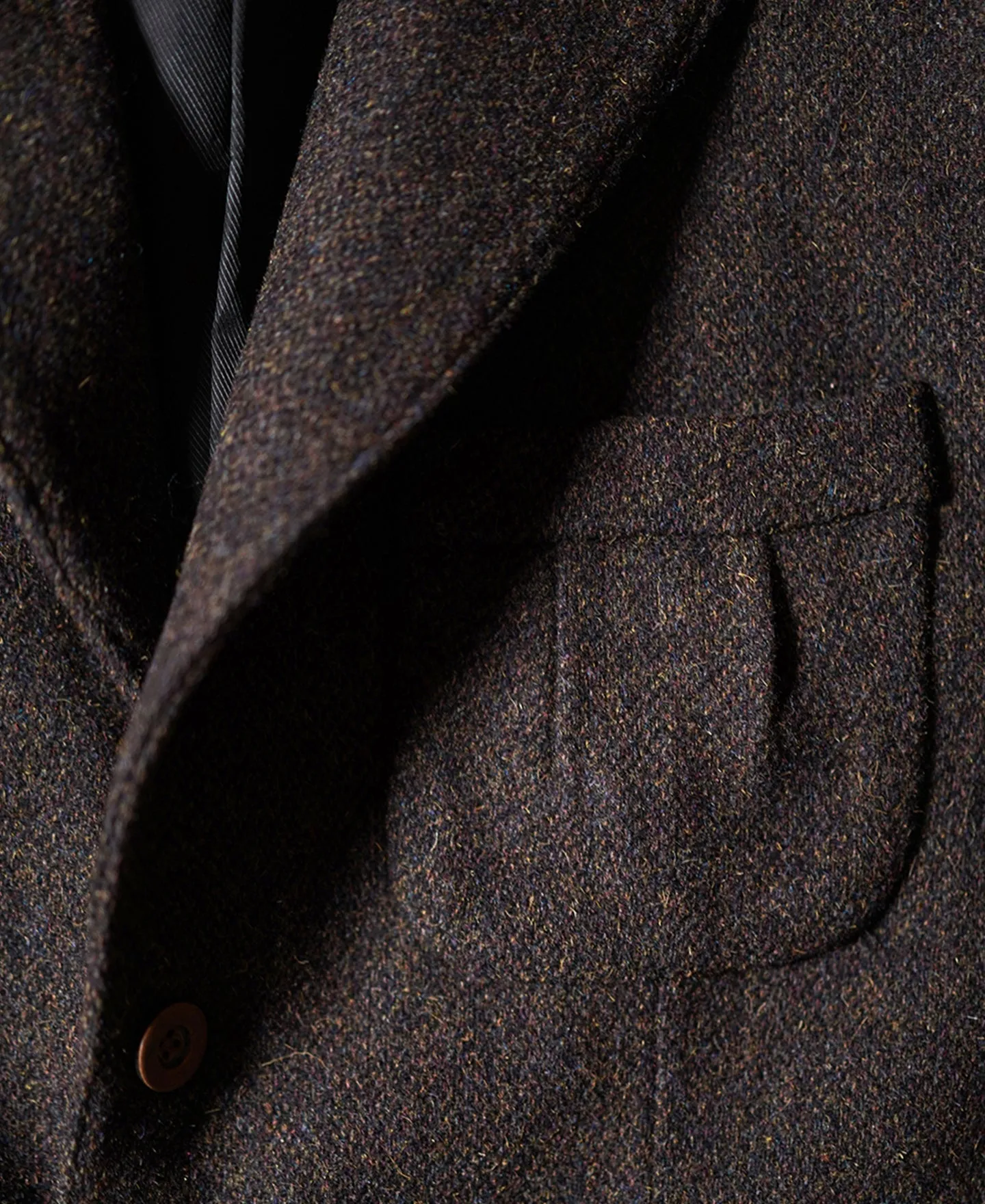 Men's Tweed Wool Suit Blazer Chocolate Brown