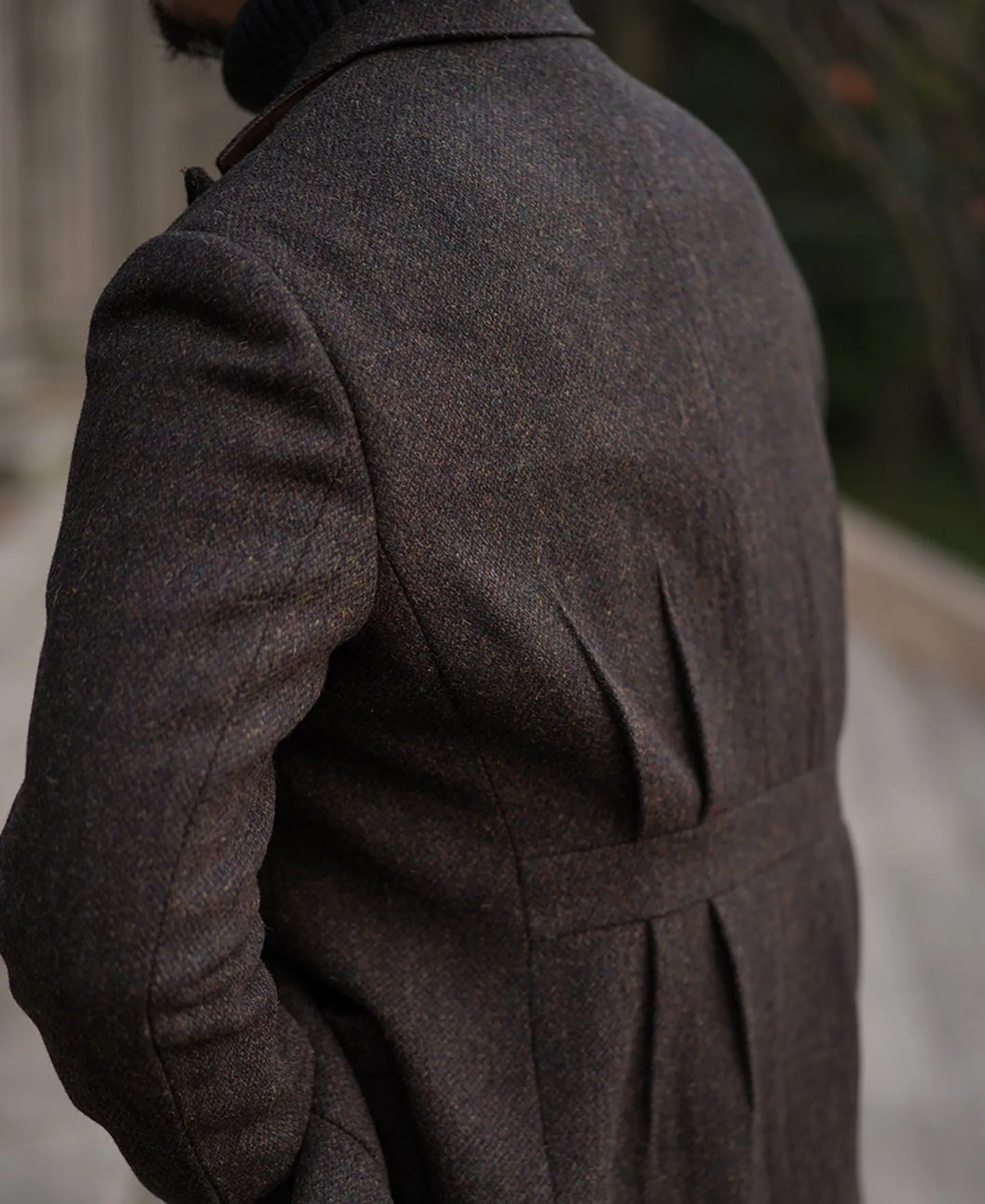 Men's Tweed Wool Suit Blazer Chocolate Brown