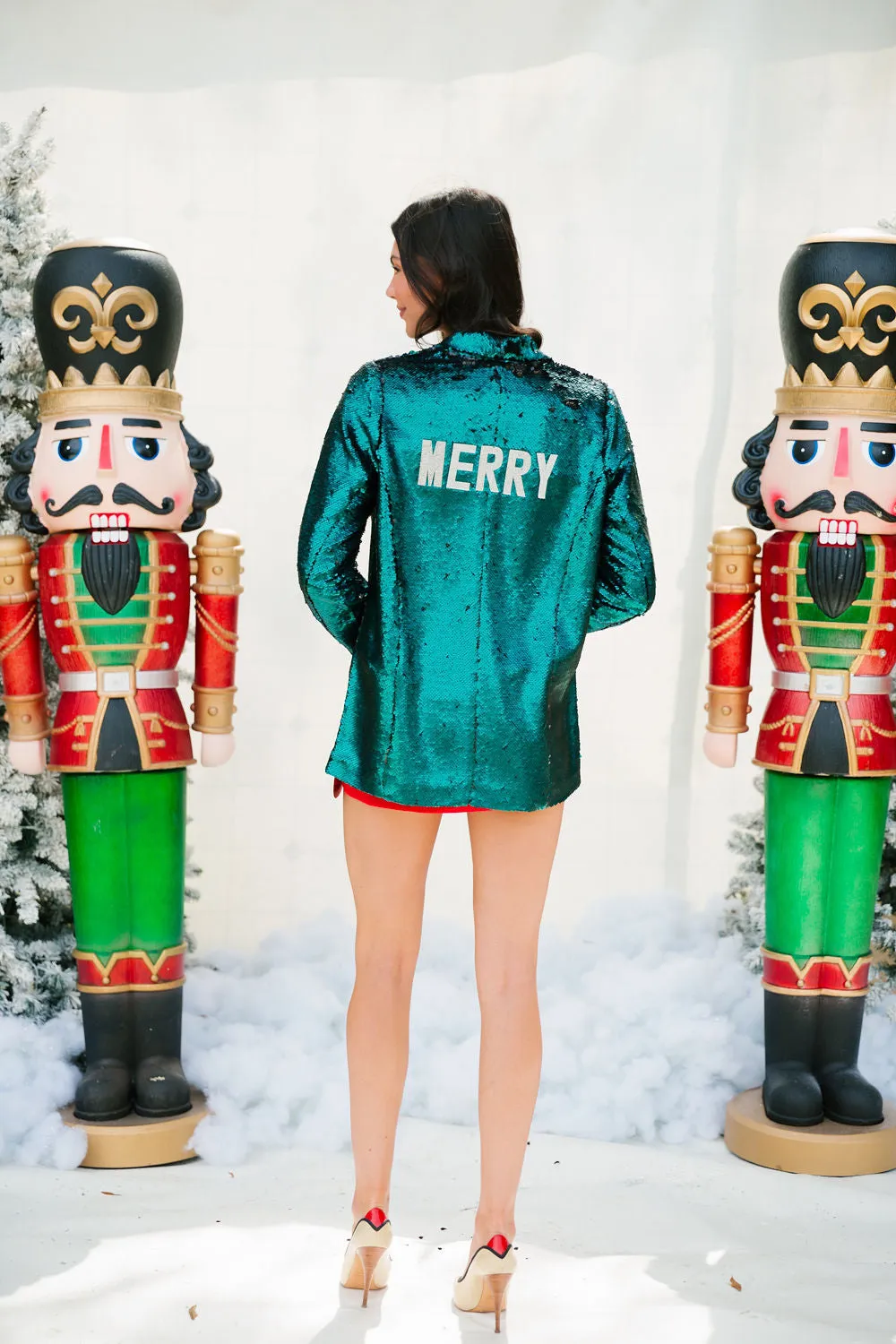 MERRY GREEN SEQUIN BLAZER