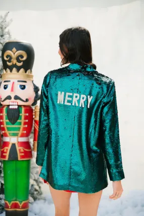 MERRY GREEN SEQUIN BLAZER